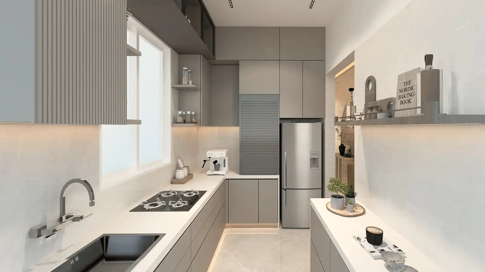 Modern kitchen design inside Arvind Smartspaces Bavla villas